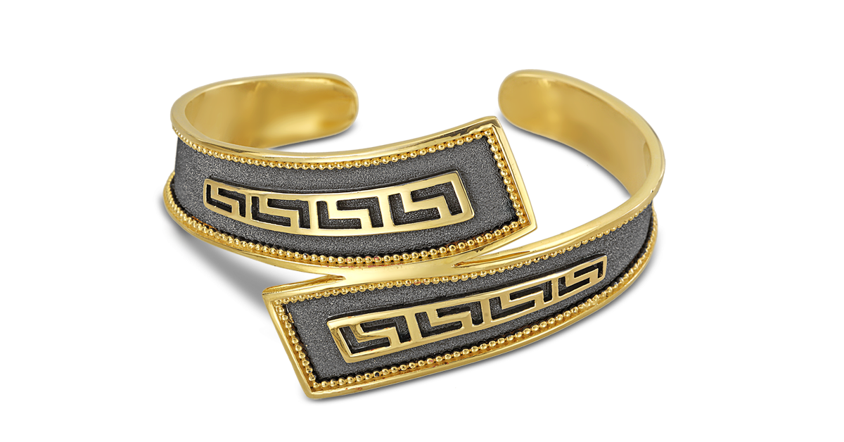 Contamporary Design Greek Key Cuff Bracelet