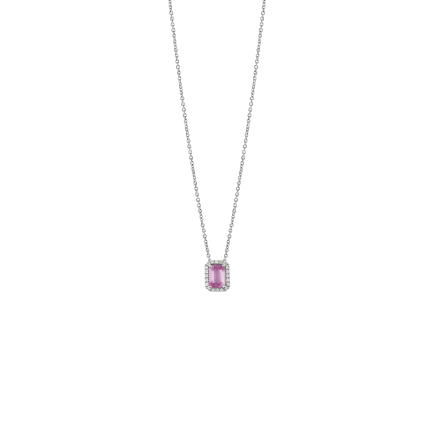 SORRENTO White gold necklace with diamonds and pink sapphires